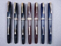 WATERMAN - Three vintage 1940s Waterman 503 fountain pens - two black and one blue, both with gold