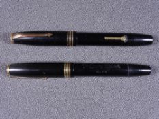 CONWAY STEWART - Two vintage 1950s black Conway Stewart No 58 fountain pens with gold trims and 14ct