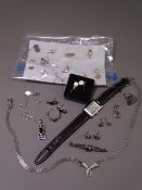 MODERN ARTS & CRAFTS STYLE SILVER & OTHER JEWELLERY with a lady's Quartz wristwatch