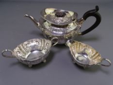 VICTORIAN SILVER THREE PIECE BACHELOR TEA SERVICE, Sheffield 1897 and 1898, maker Fenton Brothers