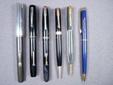 WATERMAN - Two vintage 1940s English Waterman fountain pens - 1) black Waterman 503 with gold