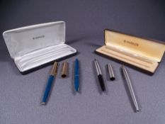 PARKER - Vintage (1967-1972) teal Parker 61 Consort fountain pen and ballpoint pen set with 12ct