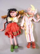 TWO PELHAM PUPPETS (unboxed) and a quantity of vintage advertising tins