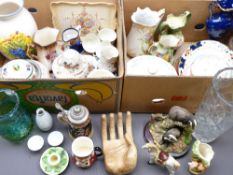 STAFFORDSHIRE, CONTINENTAL & OTHER china, pottery and glassware (two boxes)