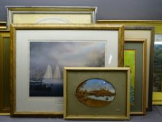 F W PIKE oil on canvas - moorland river with cattle and figures in the background, 50 x 75cms,