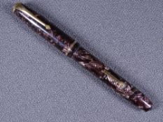 CONWAY STEWART - Vintage 1940s/50s brown pearl crosshatch Conway Stewart No 28 fountain pen with