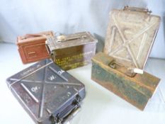 MILITARIA - five ammo or similar metal boxes