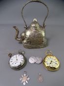 MIXED SILVER & OTHER COLLECTABLES including a Chester hallmarked keywind pocket watch, two items