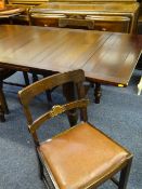 VINTAGE OAK HARLEQUIN DINING SUITE of sideboard, 87cms H, 121cms W, 51cms D, draw leaf dining table,