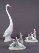 NAO FIGURINES - standing swan, 34cms tall and a matching pair with ducks