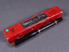 MABIE TODD - Vintage 1930s black hard rubber Mabie Todd Swan 230 C S F self-filler fountain pen with