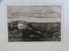 KATHE KOLLWITZ etching with aquatint from a later issue 1945 - entitled 'The Plougher, 1906', 30 x
