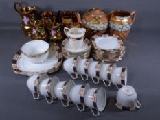 BELL CHINA PART TEASET, copper lustreware ETC