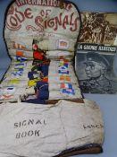 VINTAGE SEMAPHORE FLAG SET - Wolff's patent, no 20648 along with a French wartime magazine 'La