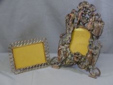PHOTO FRAMES - antique ornate frame and another brass chain link frame
