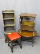 VINTAGE & LATER OCCASIONAL FURNITURE, four items to include a waterfall bookcase, an oak magazine