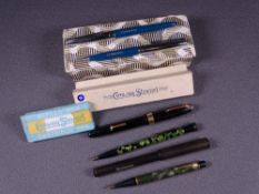 CONWAY STEWART - Vintage 1960s teal Conway Stewart (no number) cartridge fountain pen and pencil set