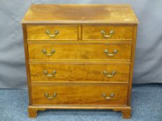 VINTAGE MAHOGANY CHEST of two short over three long drawers, neatly proportioned with swan neck