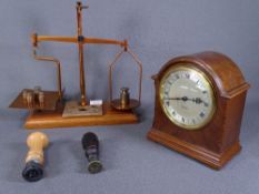 SET OF AIRMAIL BALANCE SCALES complete with weights, two vintage postage stampers, one of which is