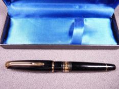 WATERMAN - Modern (present day) ebony black Waterman Charleston fountain pen with gold trim and 18ct