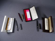 PARKER - Two vintage (late 1960s) Parker 45 Deluxe fountain pens, one grey, one black, both with
