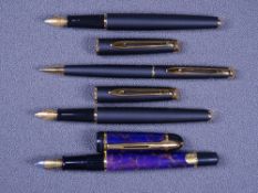 WATERMAN - Modern matt black Waterman Hémisphère fountain pen and ballpoint pen set with gold trim
