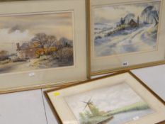 JOHN DARLISON watercolours - Radnorshire scene 'Priory farm and Clyro', 25 x 33cms, and another