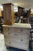 VICTORIAN PINE FIVE DRAWER CHEST & PINE POT-CUPBOARD