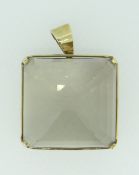 14CT YELLOW GOLD SMOKY QUARTZ PENDANT, 28.9grams