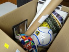 ASSORTED MEMORABILIA including Cardiff City Football with signatures, Patrick rugby ball,