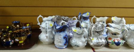 ASSORTED 19TH CENTURY POTTERY JUGS including Glamorgan and Cambrian examples and copper lustre (some