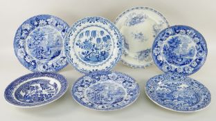 SWANSEA DISHES comprising blue and white printed designs including 'Elephant Rocks' pattern, '