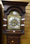 ANTIQUE BRASS DIAL LONGCASE CLOCK (distressed)