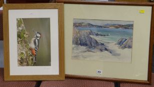 FRED TURNBULL watercolour - Scottish coastal scene, possibly Iona, signed, 25 x 35cms, and a Simon