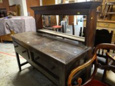 STAINED OAK WELSH DRESSER and a Delft rack (2)