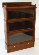 MAHOGANY STACKING & GLAZED BOOKCASE, base with apron drawer and maker's label Thomas Turner