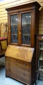 REPRODUCTION GEORGIAN STYLE WALNUT BUREAU BOOKCASE