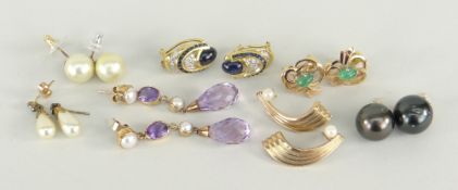 ASSORTED YELLOW METAL & OTHER LADIES EARRINGS of various design and shape