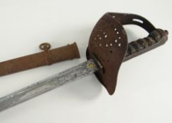 BRITISH 1892 PATTERN INFANTRY OFFICERS SWORD, 82cms fullered blade, etched with crowned 'VR' cipher,