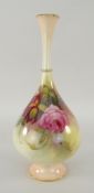 ROYAL WORCESTER NARROW NECKED BOTTLE VASE hand painted with flowers by Walter Sedgley, signed '