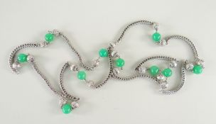 WHITE METAL & JADE LINK NECKLACE