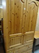 MODERN PINE WARDROBE WITH TWO APRON DRAWERS