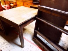 ASSORTED FURNITURE to include oak delft rack and large square work table (2)