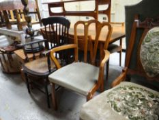 ASSORTED OCCASIONAL FURNITURE, including an Oriental style brass standard lamp, three occasional