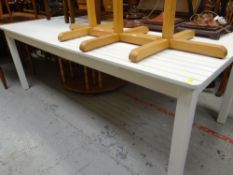 MODERN WHITE PAINTED CONSERVATORY TABLE with slatted top