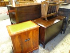 THREE FURNITURE ITEMS comprising reproduction magazine rack, blanket chest and cabinet