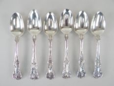 19TH CENTURY SILVER TEASPOONS - mixed group of six 'King's' pattern double struck teaspoons, overall