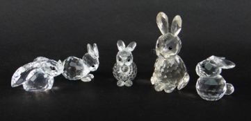 SWAROVSKI CRYSTAL RABBITS (one boxed) (5)