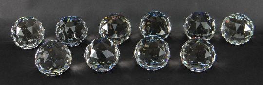 SWAROVSKI CRYSTAL ROUND PAPERWEIGHTS, 50mm, in various Swarovski colours (10)