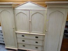 PAINTED VINTAGE PINE COMPACTUM having an arrangement of three drawers